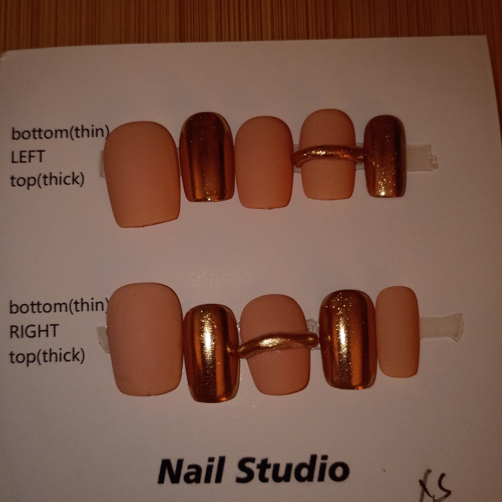 Gold and Nude Press-On Nails